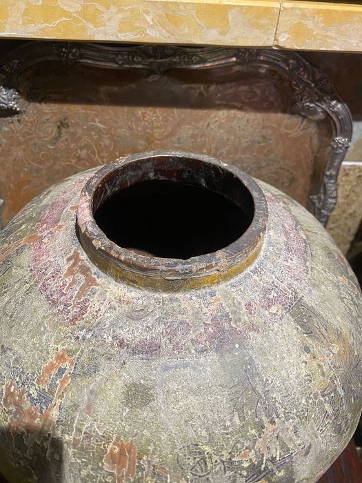 Pote Chá Chinês Madeira exótica Séc XIX 32 cm Assinado