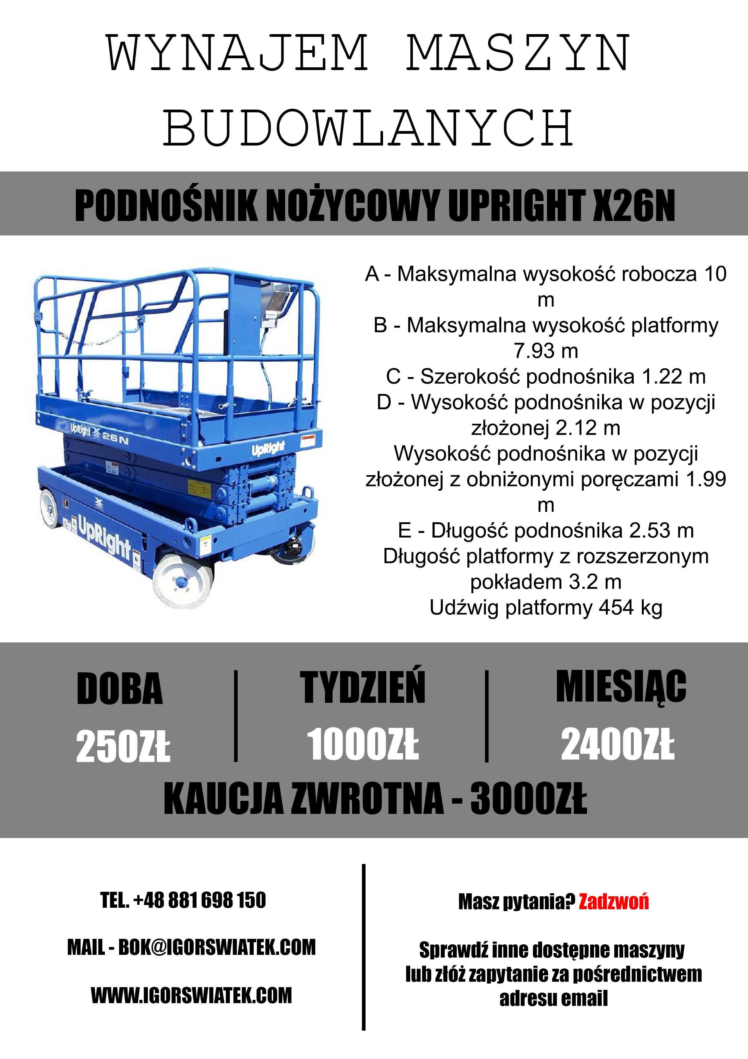 Wynajem Podnośników Nożycowych Podestów Ruchomych Koszowych Zwyżki