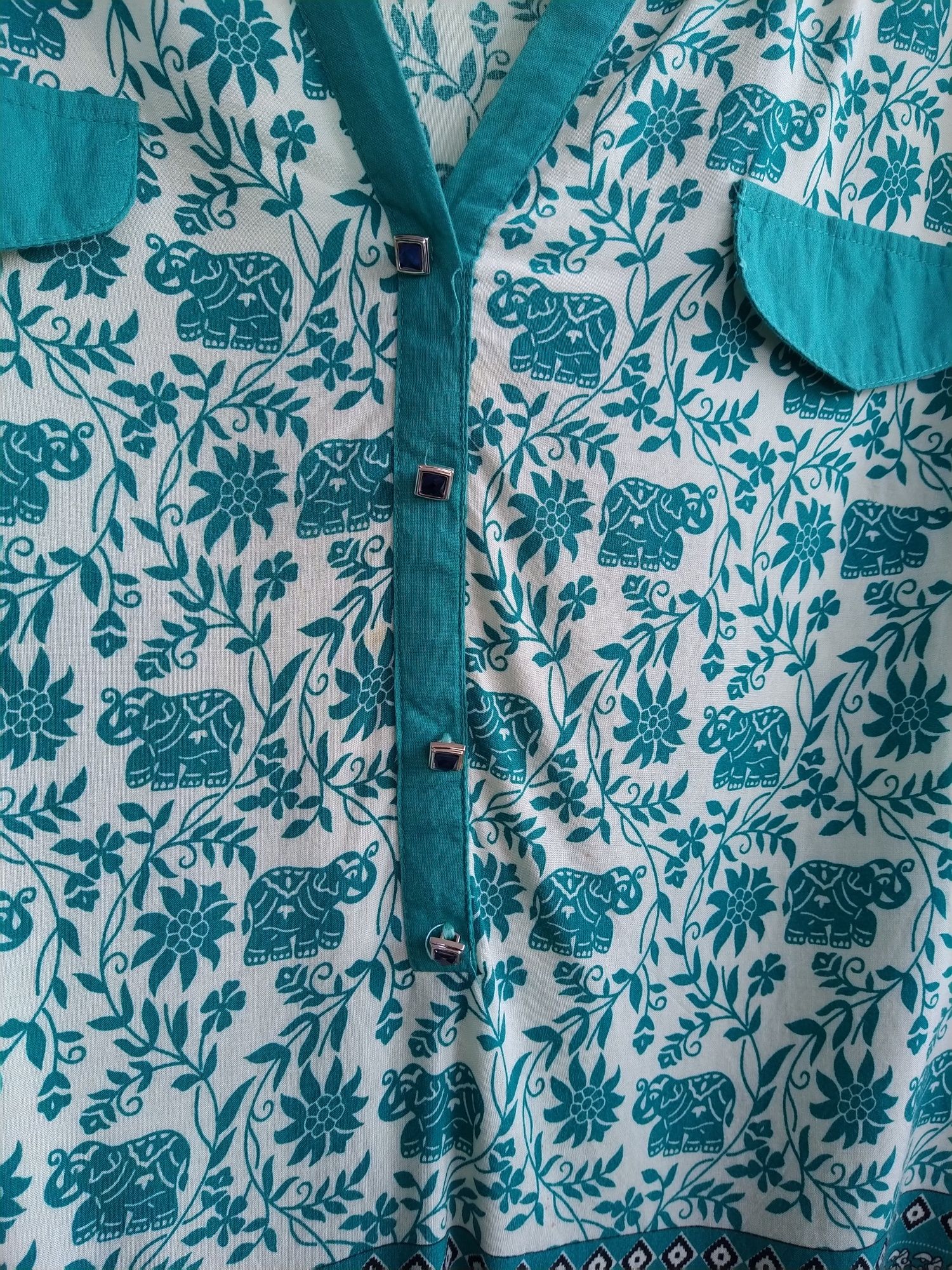Blusa / Túnica verde estilo étnico - Tamanho XL
