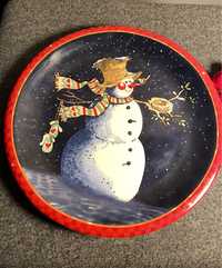 Talerz świąteczny patera porcelanowa z bałwankiem