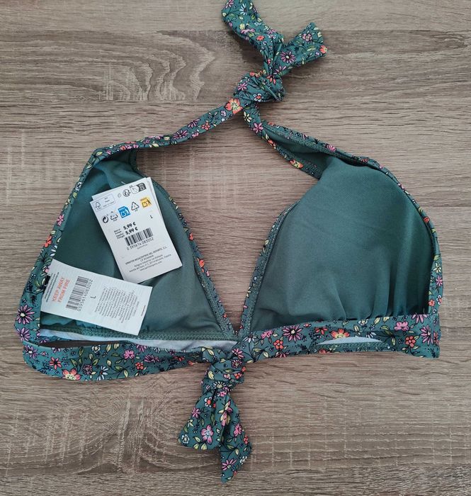 Top Biquíni Up verde com flores "NOVO"