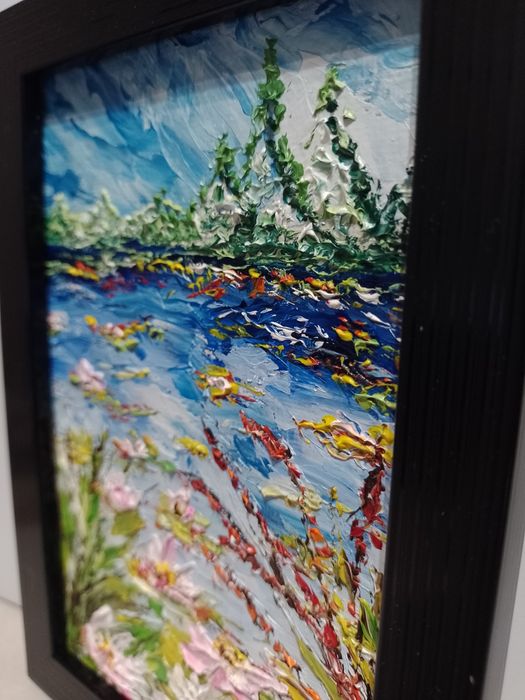 Obraz olejny w miniaturze w ramce  12.5 x 17.5 cm