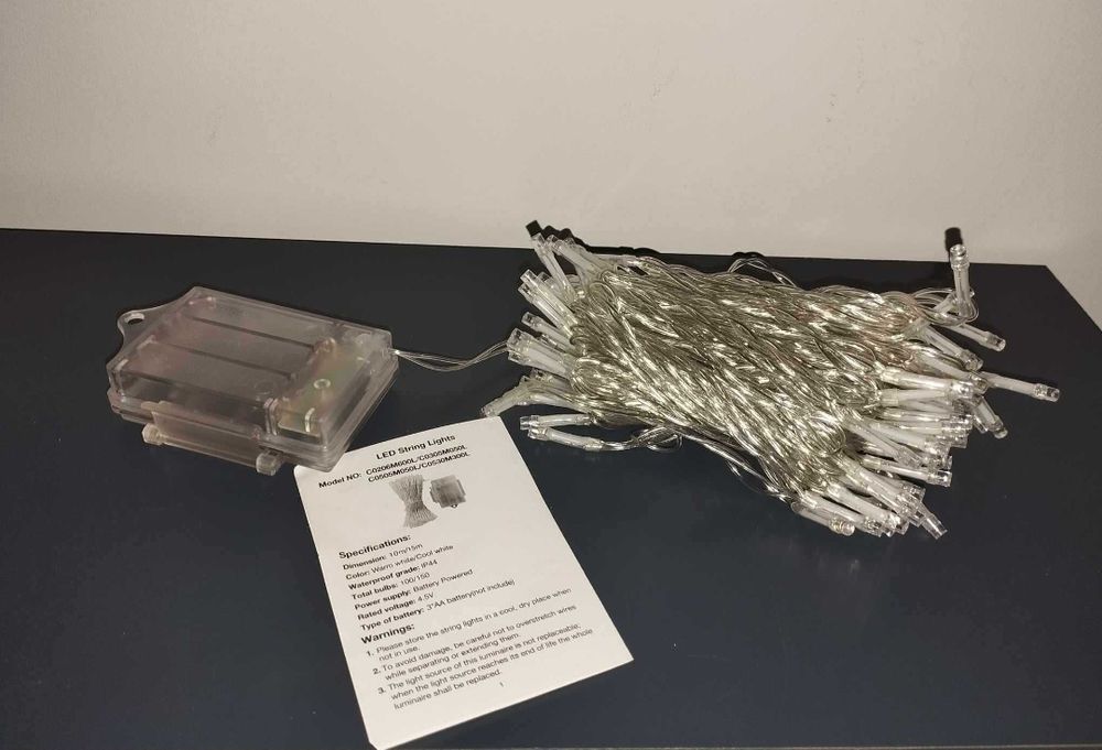 Lampki 100 LED na baterie