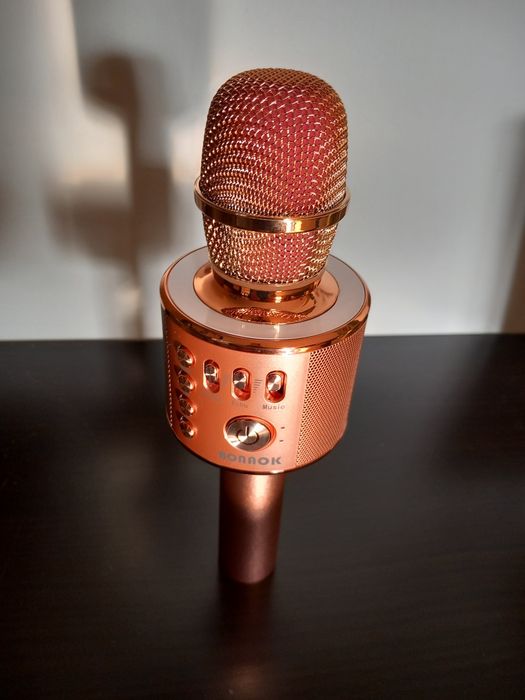 Bezprzewodowy mikrofon karaoke Bluetooth różowy 3w1 BONAOK
