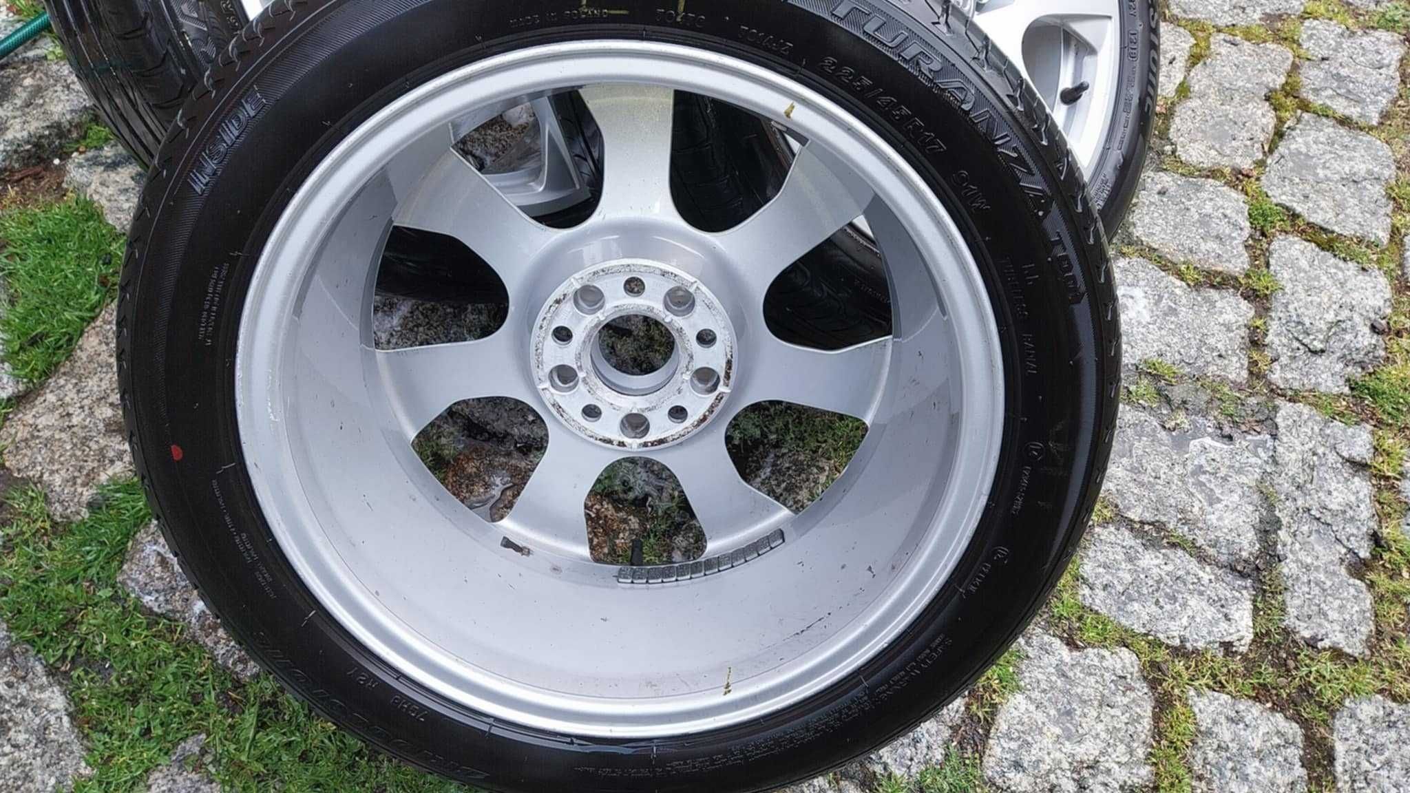 4x Felgi 17" ET37 5x112 7". Opony Bridgestone