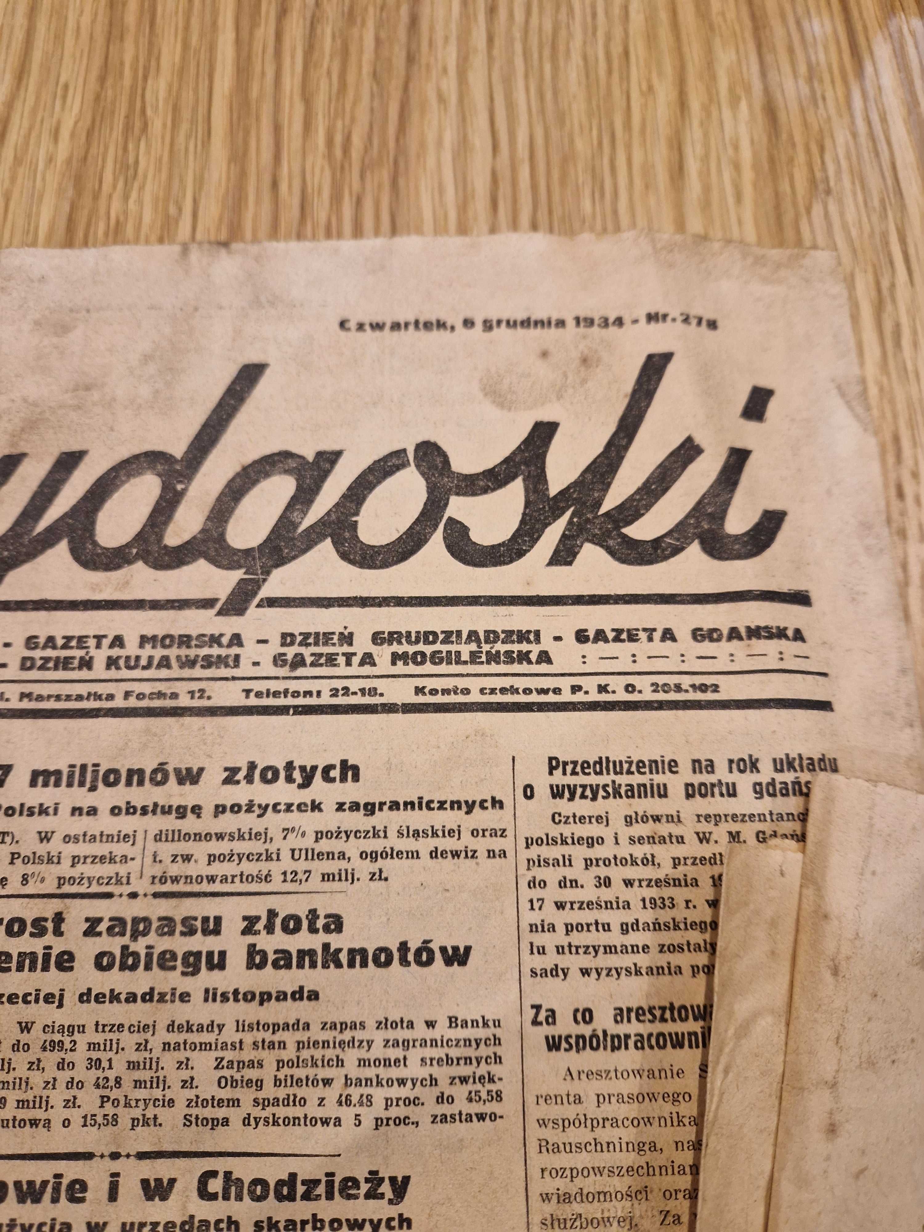 Gazeta Retro 1933 Dziennik Bydgoski