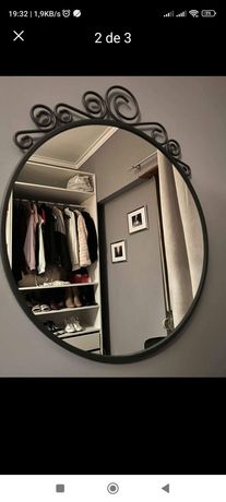 Espelho redondo com ferro preto 50cm ,como novo, valor fixo