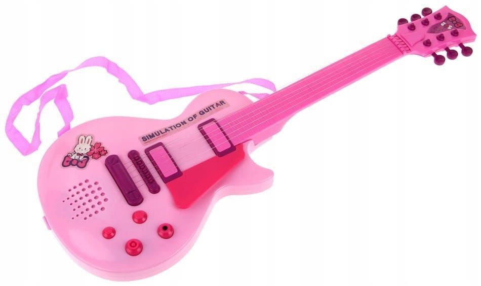 Gitara Elektryczna Z Mikrofonem Na Statywie Róż -Superzabaweczki-
