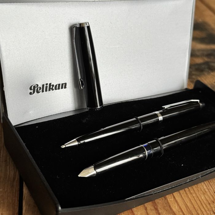Pelikan pióro ze stalówka z bialego złota 585 14C plus długopis etui