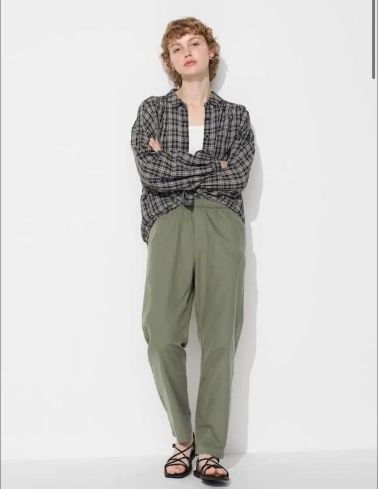 Бавовняні штани uniqlo cotton relaxed ankle trousers