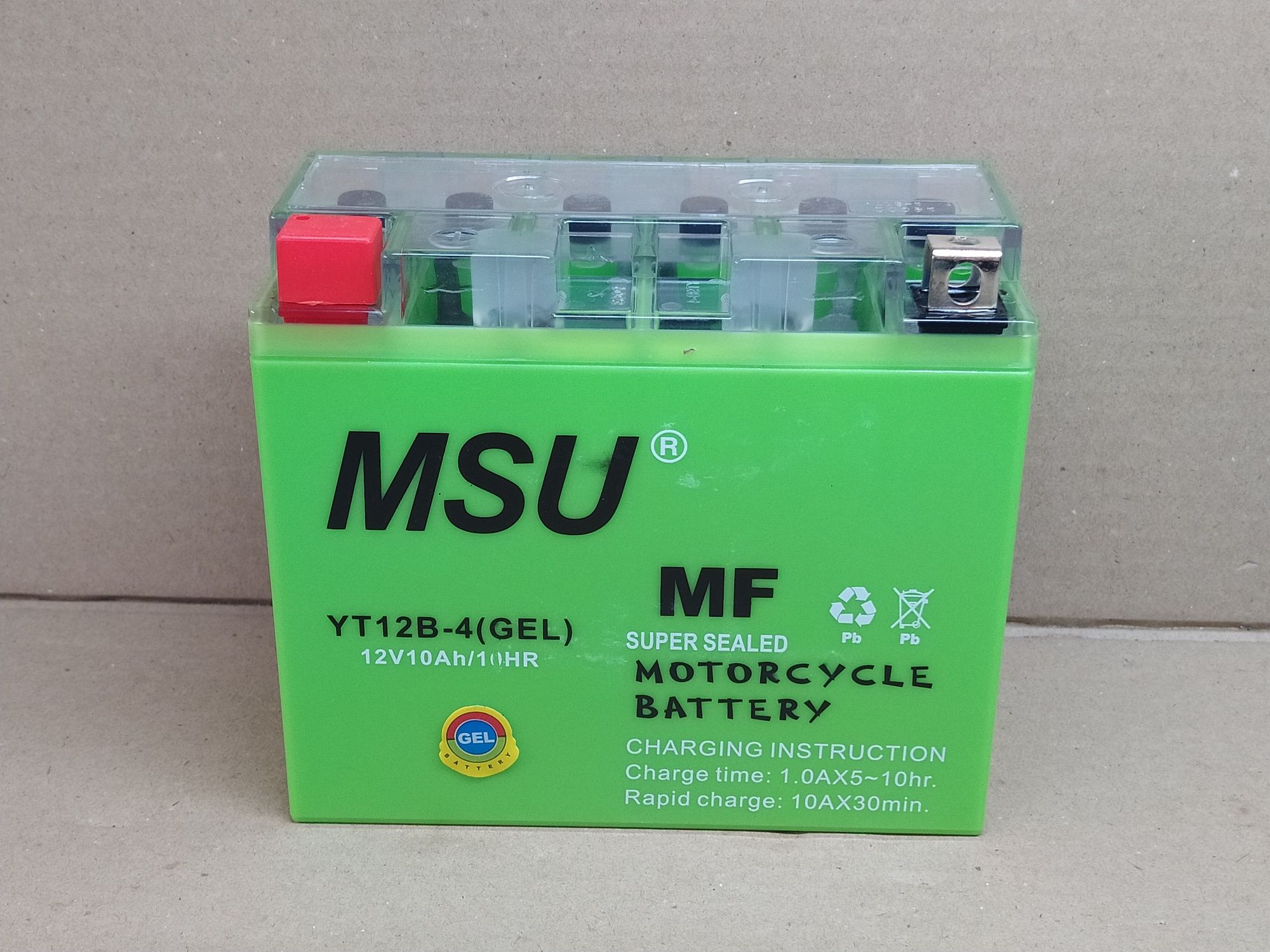 Аккумулятор мото АКБ GEL 12V 10А L150-W70-H130mm YT12B-4 "MSU"