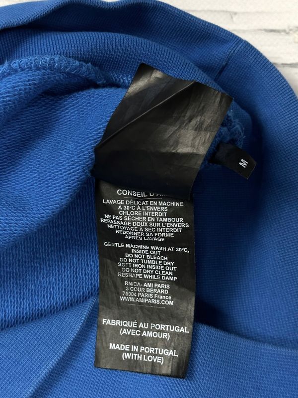 Ami Paris Bluza Crewneck Męska Lampasy Logo na Piersi r. M