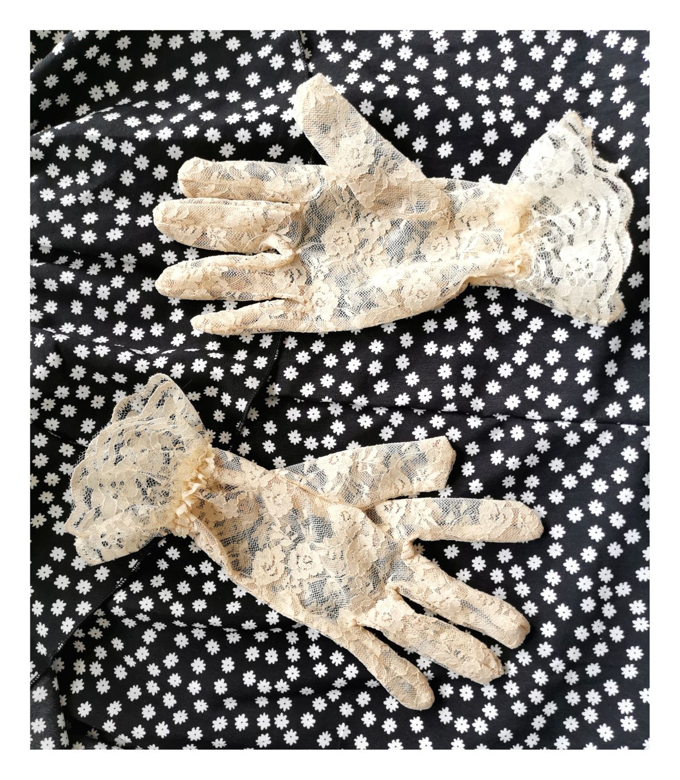 Koronkowe kremowe rękawiczki (rozm. uniwersalny) #romantic #lolita