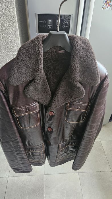 Чоловіча зимова шкіряна куртка