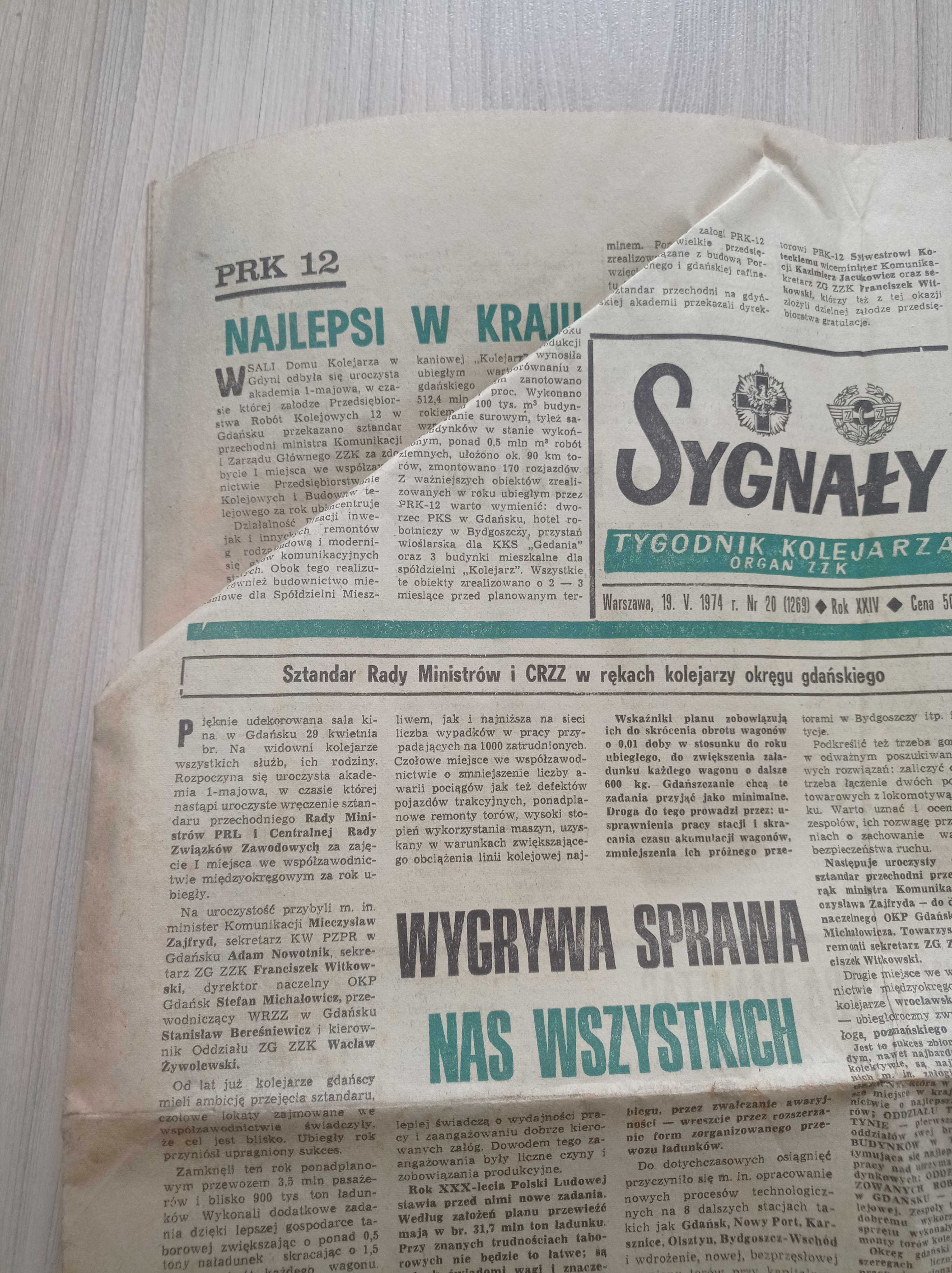 Sygnały tygodnik kolejarza nr 19/1974, 19 maja 1974