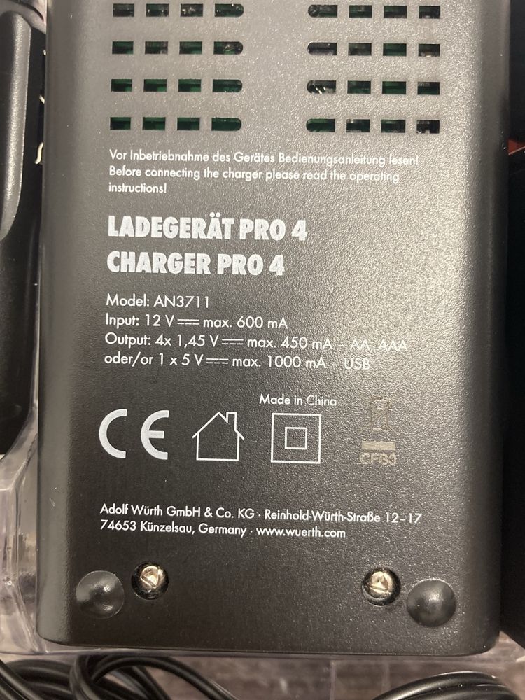 WURTH charger PRO 4 ładowarla do akumulatorków AA, AAA