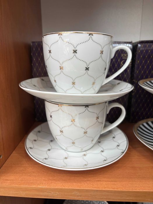 zestaw 2 filiżanki 300 ml ze spodkami porcelana prezent dzień matki
