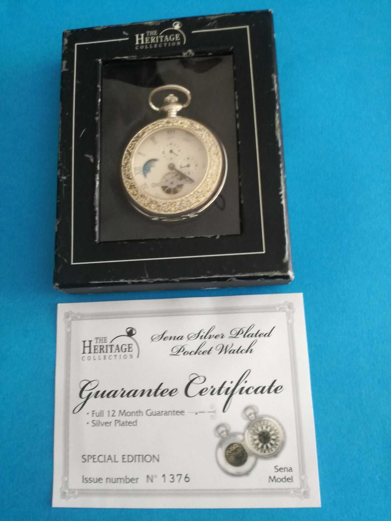 "Heritage Collection"-Relógio Bolso, Banho Prata-Ed Esp 1376-Mod. SENA