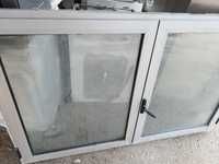 Janela de alumínio cinza vidro duplo 169 largura por 105 de altura
