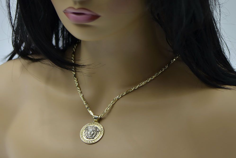 Zawieszka Meduza grecki wzór 14k 585 z łańcuszkiem cpn053ywS&cc082y
