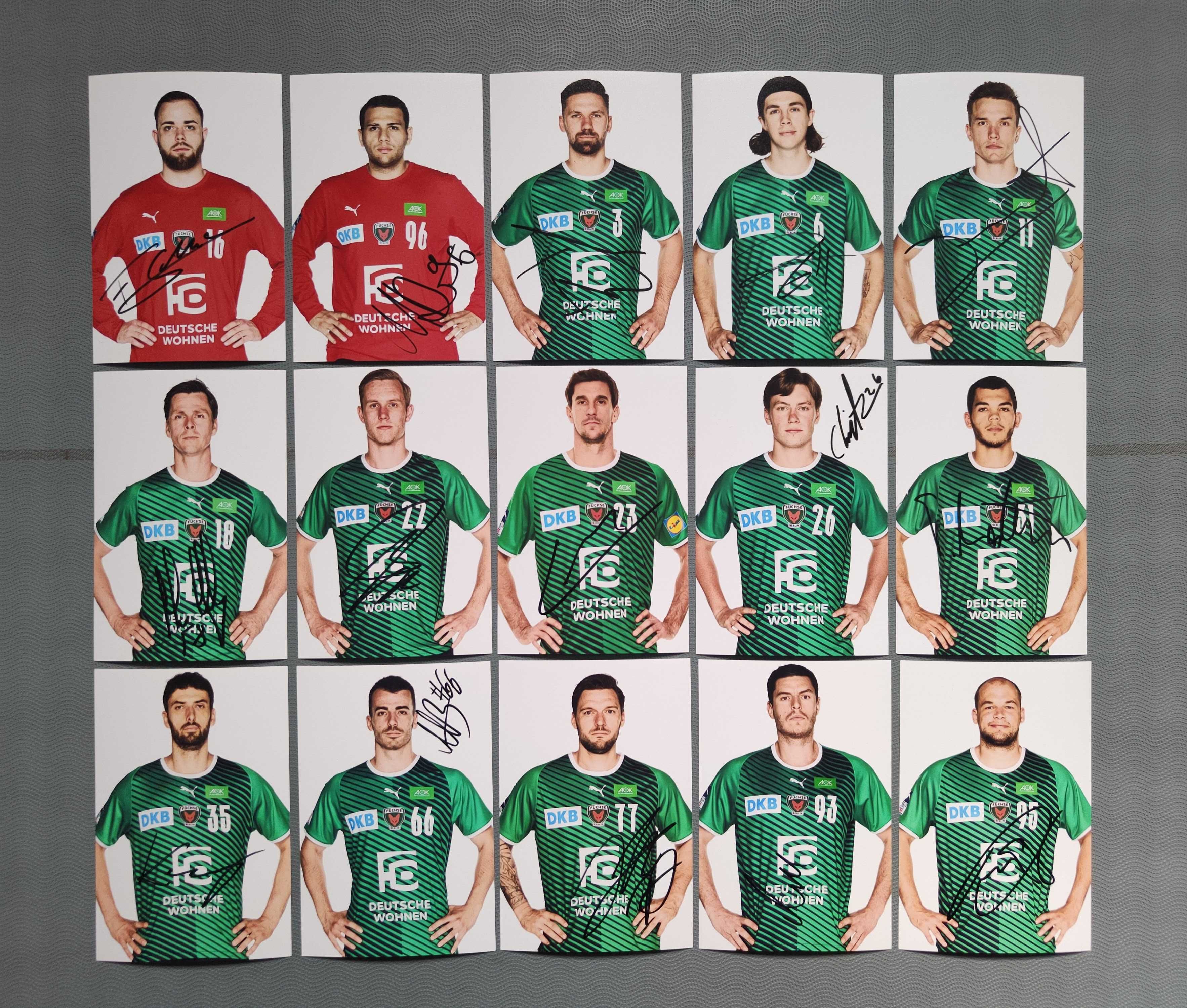 Fuchse Berlin Handball 2021/2022 piękny zestaw autografów, OKAZJA!