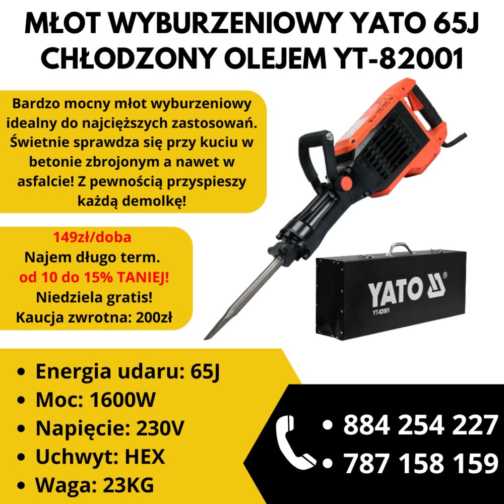 Wynajem młot wyburzeniowy duży 65J 1600W