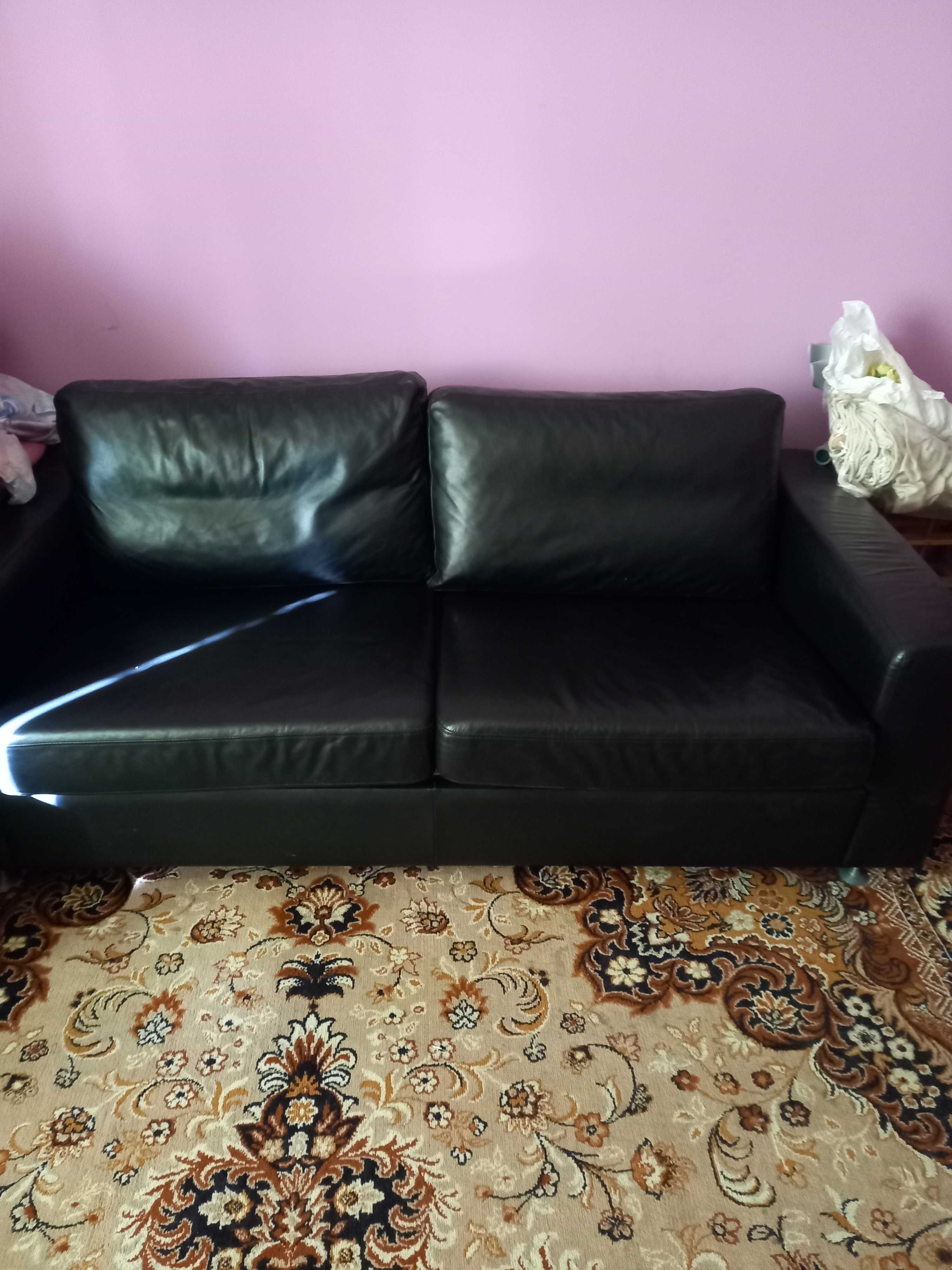 Sofa skòrzana czarna