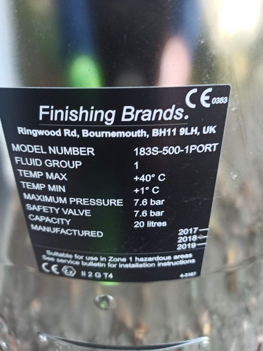 Zbiornik BINKS ciśnieniowy do natrysku farb malowania 20l