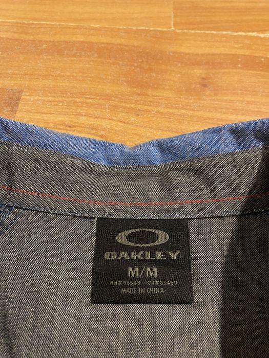 (М) Хлопковая голубая рубашка OAKLEY блакитна бавовняна сорочка