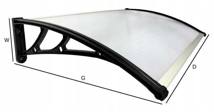 Daszek nad drzwi 60 cm x 100 cm poliwęglan komorowy - zestaw 6 sztuk