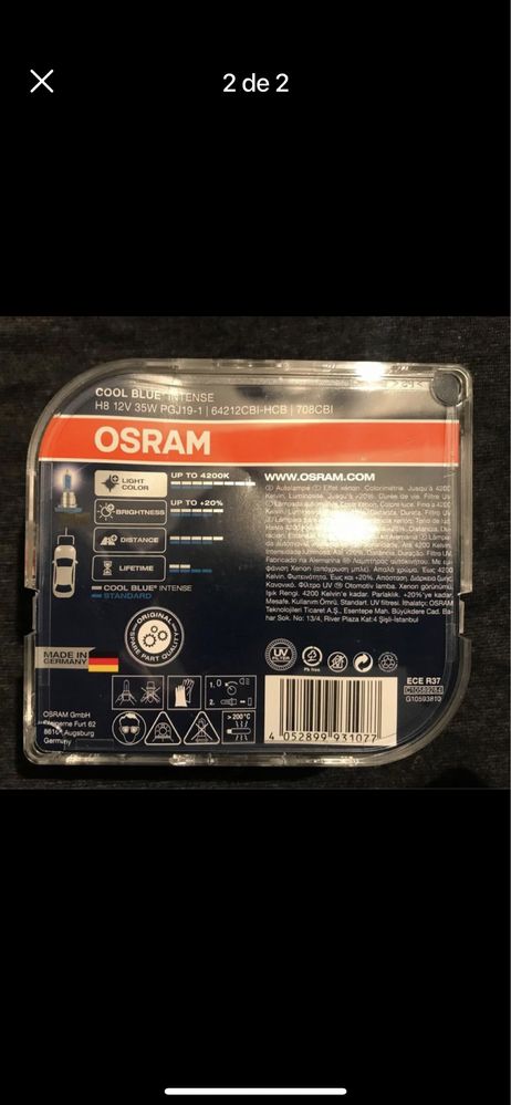 Lâmpadas Osram H8 Cool Blue Intense