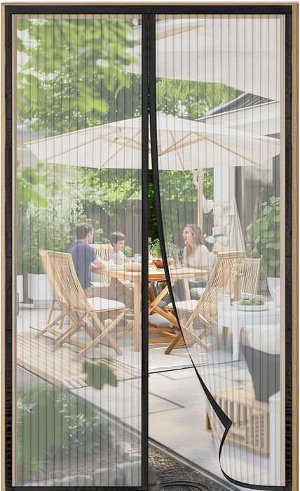 Magnetyczna Moskitiera na Drzwi Balkonowe 95x205c Czarna bez Wiercenia