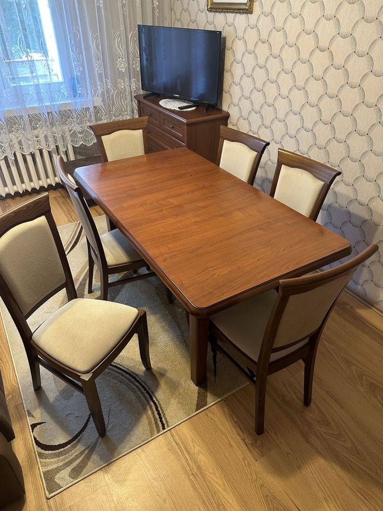 Stół + 6 krzeseł BRW KENT / kasztan / stół 160/210