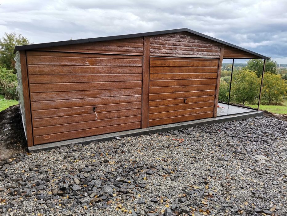 Garaż blaszany 6x5 plus 3m wiaty zabudowanej z tyłu. Profil ocynk