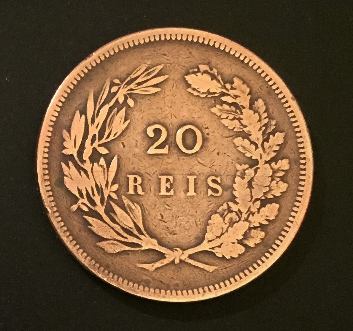 Moeda de 20 reis em bronze - D. Carlos I - Portugal - 1892