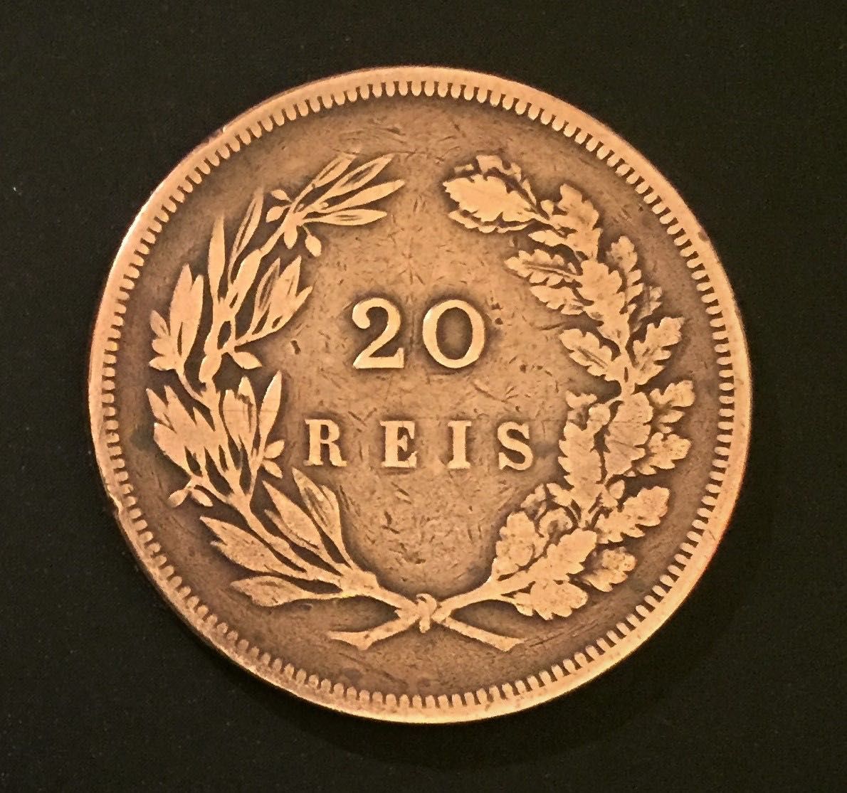 Moeda de 20 reis em bronze - D. Carlos I - Portugal - 1892