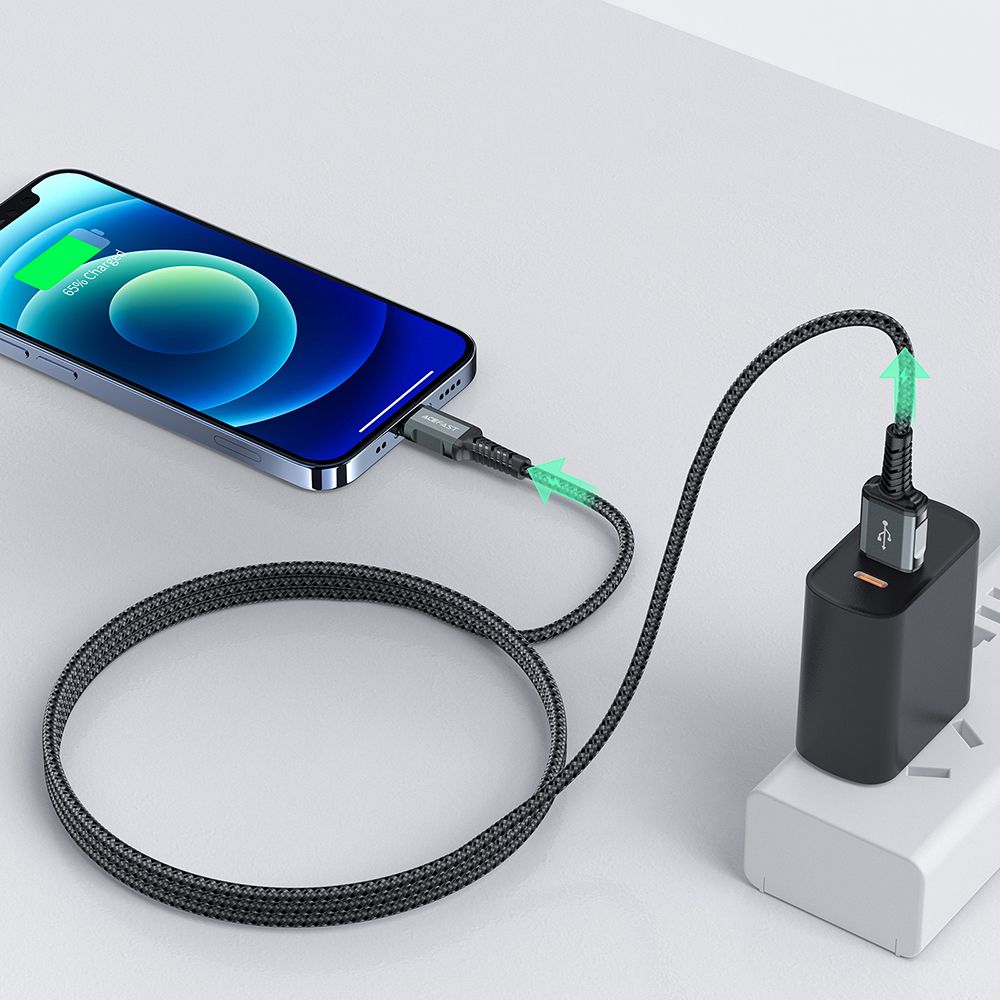 kabel przewód mfi do iphone usb - lightning 2.4a 1.2m czarny
