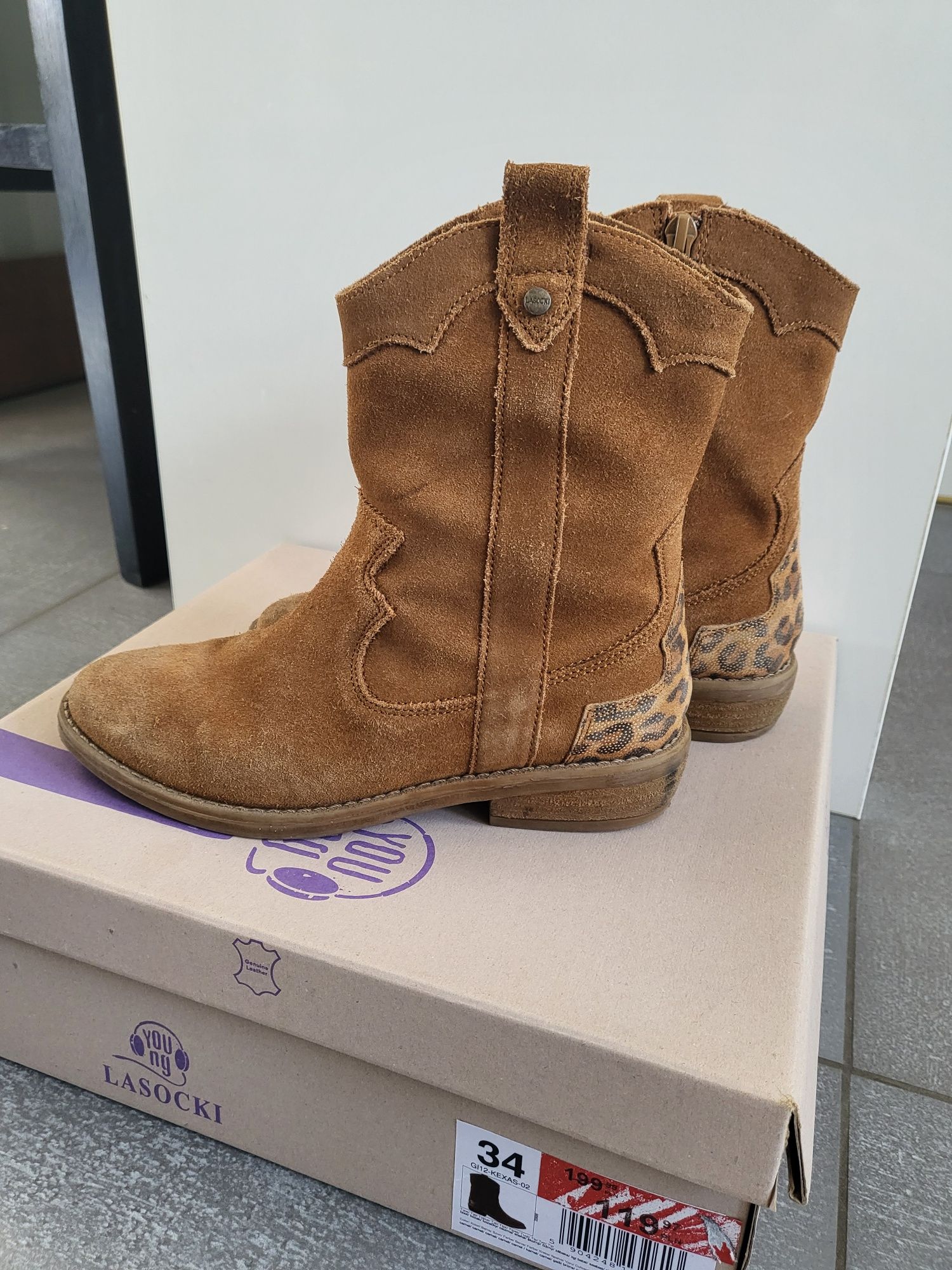 34 lasocki young CCC botki kozaki zamsz nubuk camel