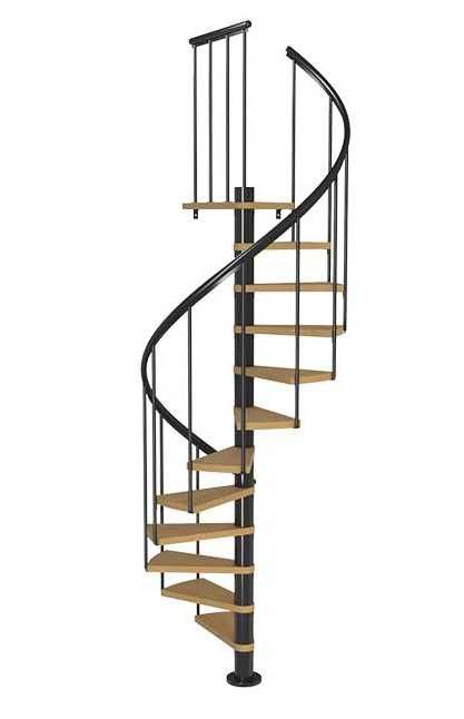 Nowoczesne schody spiralne Las Vegas Antracyt/ BUK fi 120 cm