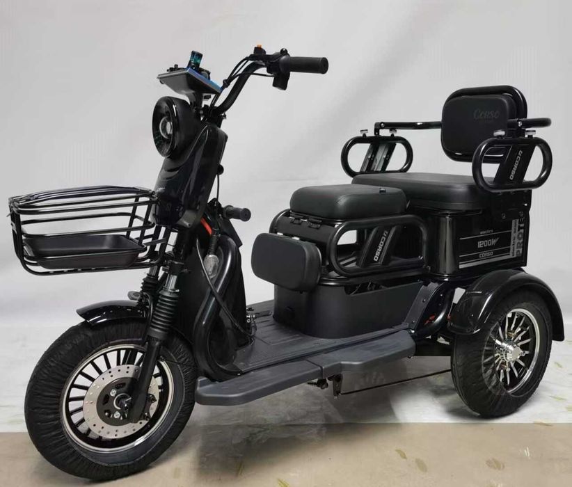 Електричний трицикл з кузовом Corso PROTEX (1200W, 72V/23Ah) - Чорний