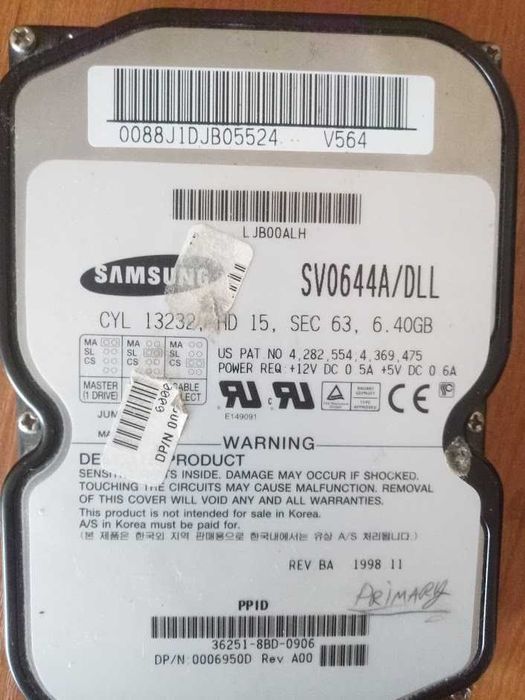 6,40GB AT HDD Samsung SV0644 A/DLL IDE ID8908