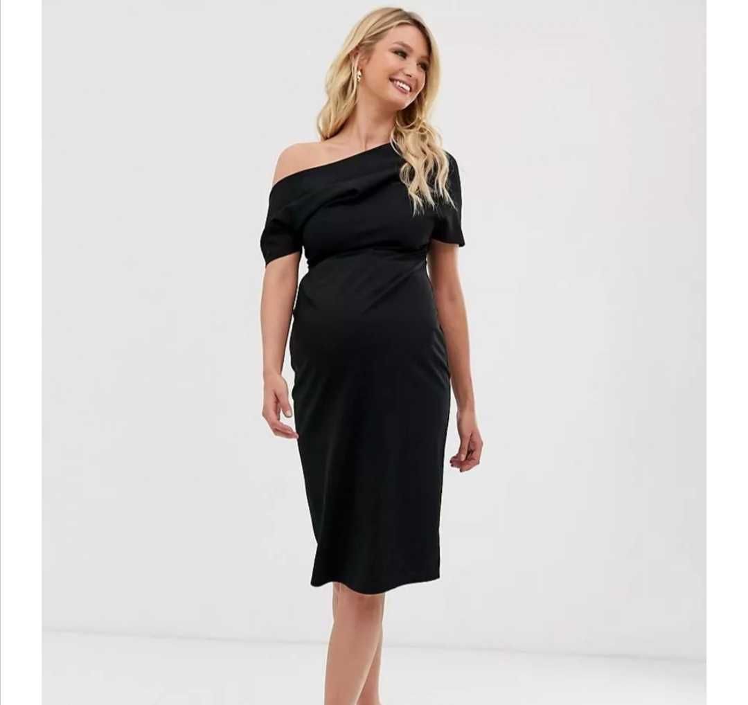 Sukienka ciążowa elegancka asos maternity 38 na jedno ramię