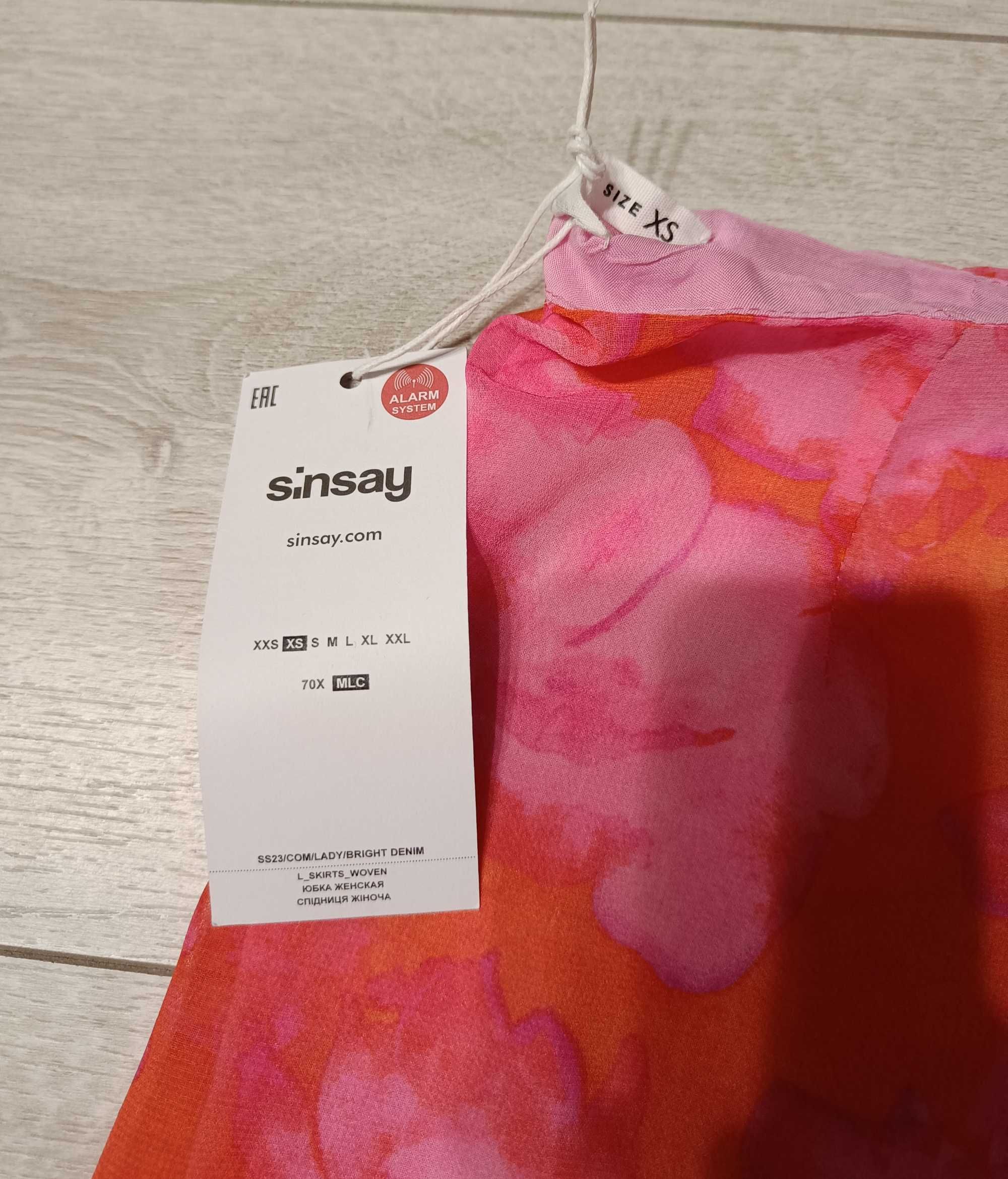 Spódnica damska mini różowa pomarańczowa Sinsay 34 XS