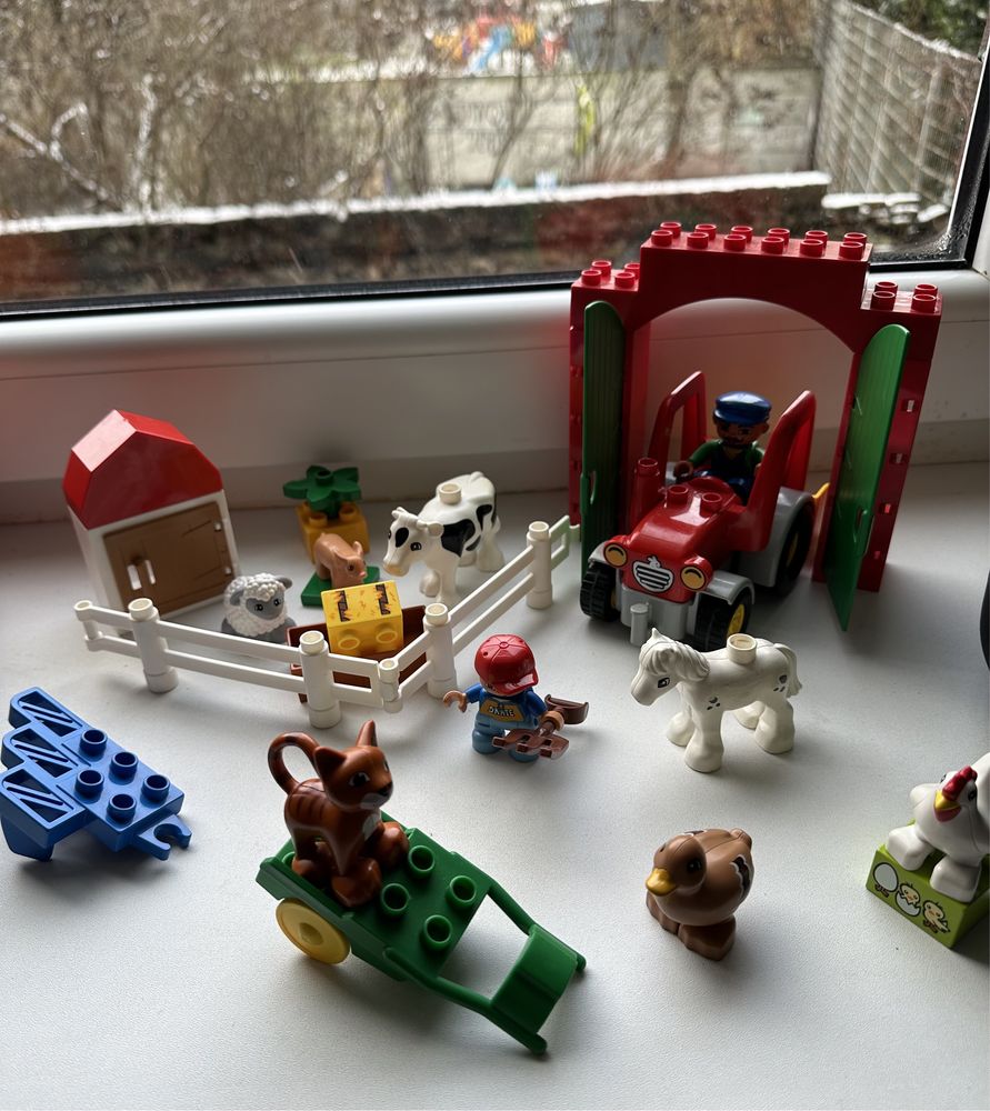 Klocki Lego duplo Wielka farma brama traktor brony  koń kaczka dużo