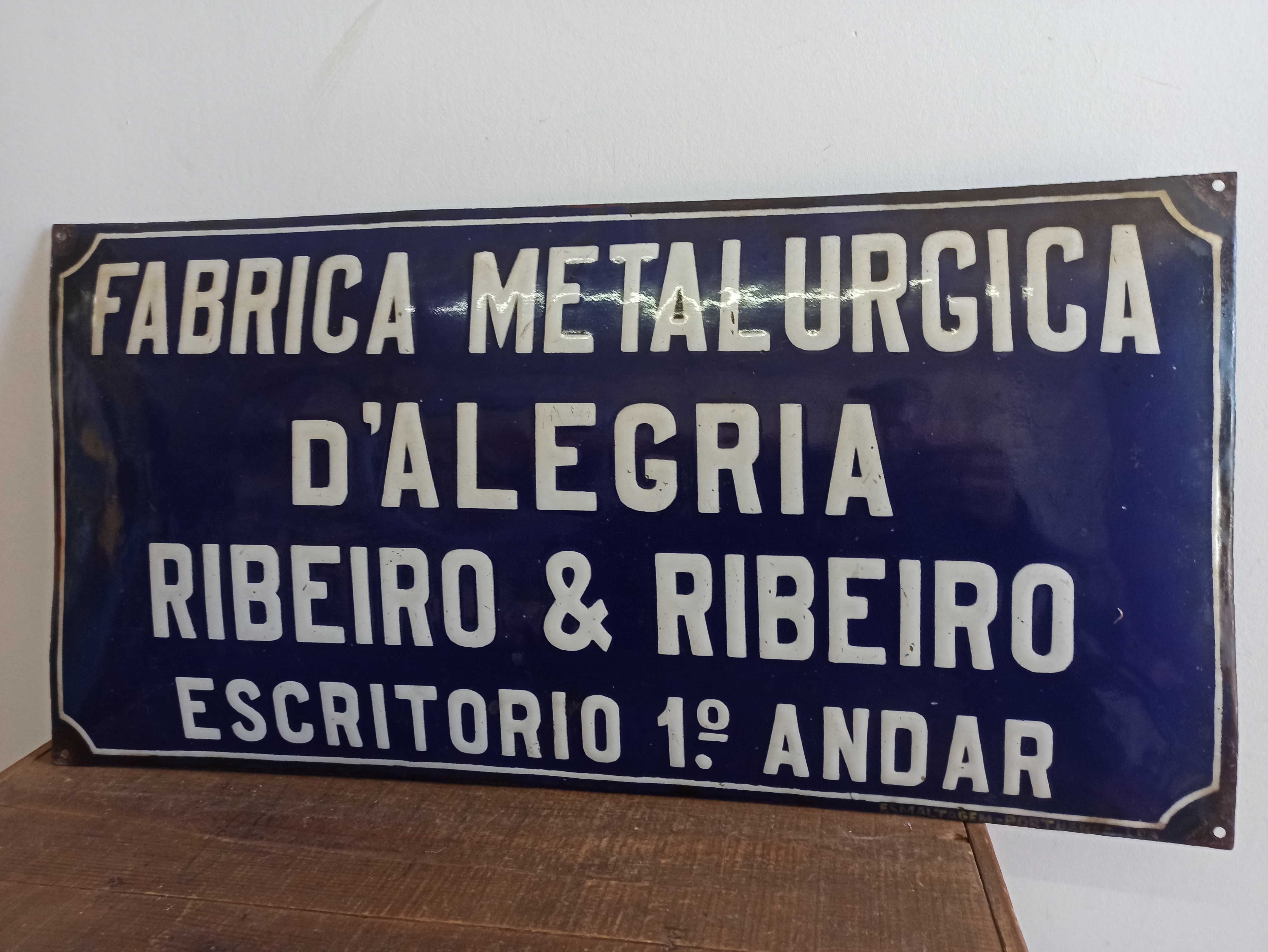 Placa Esmaltada Fabrica Metalúrgica D'Alegria