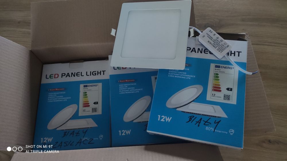 Panel LED podtynkowy plafon sufitowy, 12W, 3 szt.