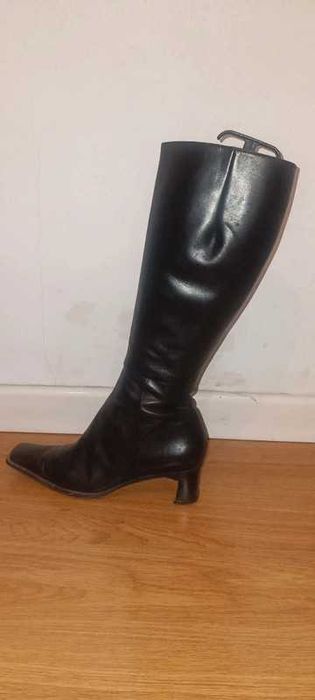 Botas de salto alto, couro, pretas