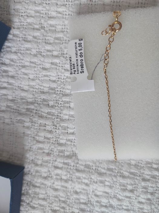 Nowa Srebrna pozłacana bransoletka nutka