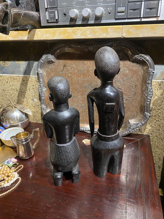 Casal Busto Maconde Moçambique 32 cm Anos 60