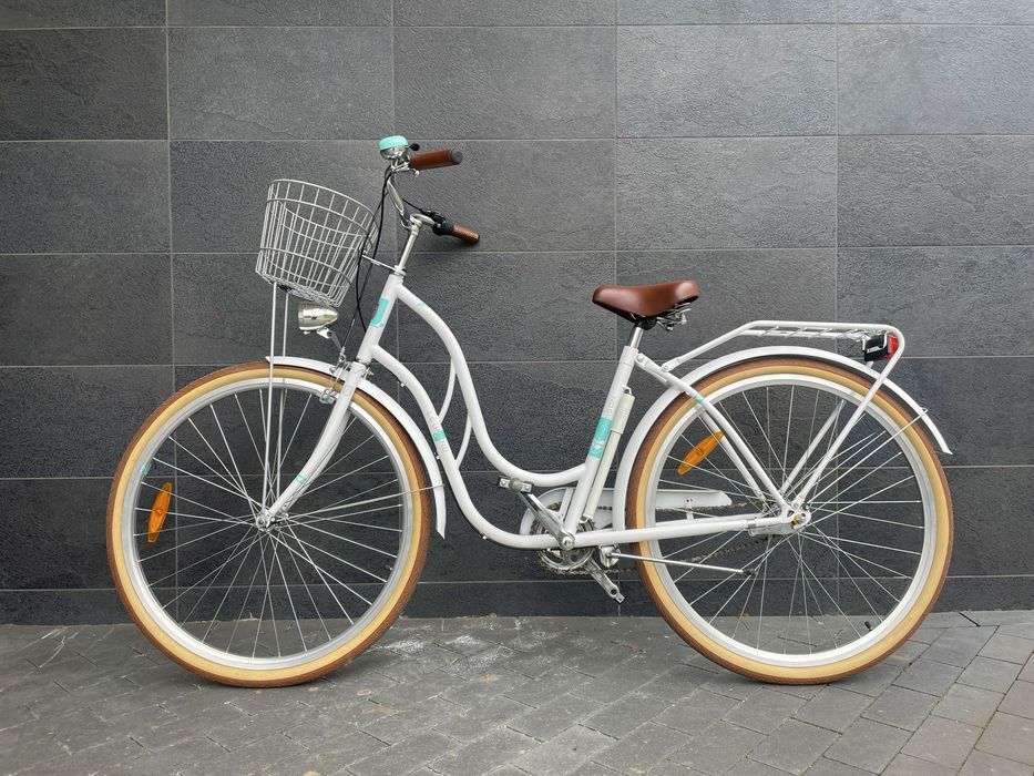 Rower damka holenderski miejski jak nowy kosz retro vintage biały